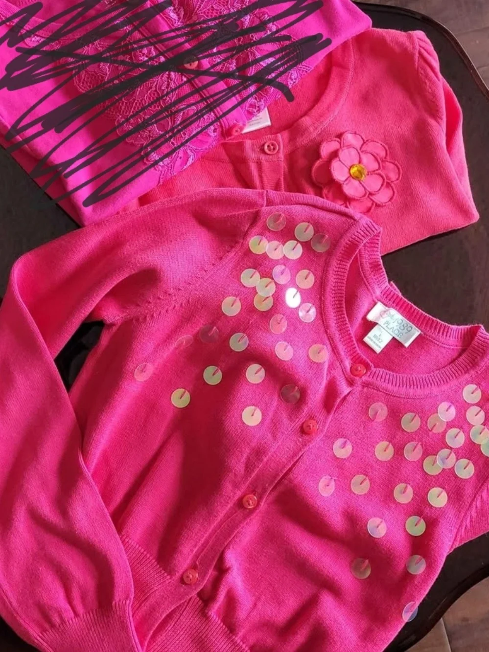 2 Gymboree Hot Pink Sequin Cardigans